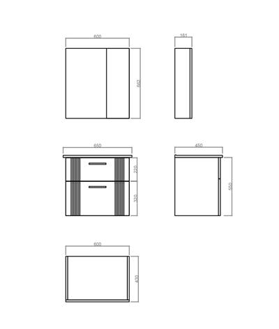 Orka Bari 65 cm Banyo Dolabı Takımı Mat Beyaz