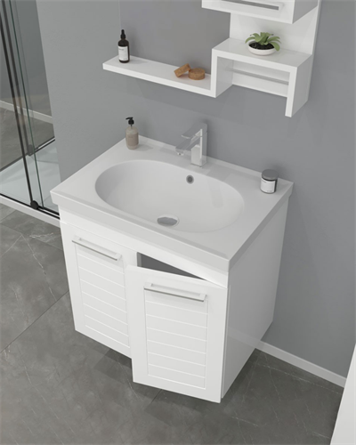 Orka Perge 65 CM Banyo Dolabı Takım Parlak Beyaz 