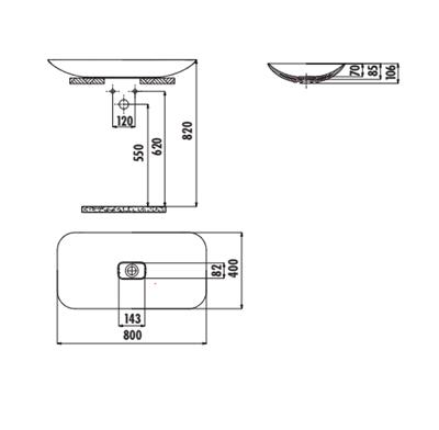 Creavit FG180 Foglia Tezgah Üzeri Çanak Lavabo 80 cm