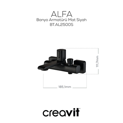Creavit AL2500S Alfa Banyo Bataryası Armatürü Mat Siyah