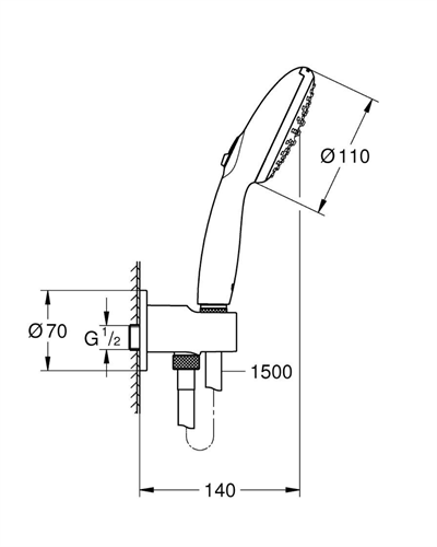 Grohe 26406003 Tempesta 110 Su Çıkış Dirsekli El Duşu Seti 2 Akışlı Rain,Jet 