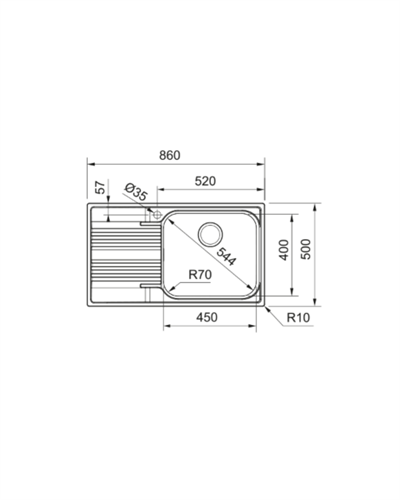 Franke Smart SRX 611-86 LB İnox Evye SOL 101.0356.882