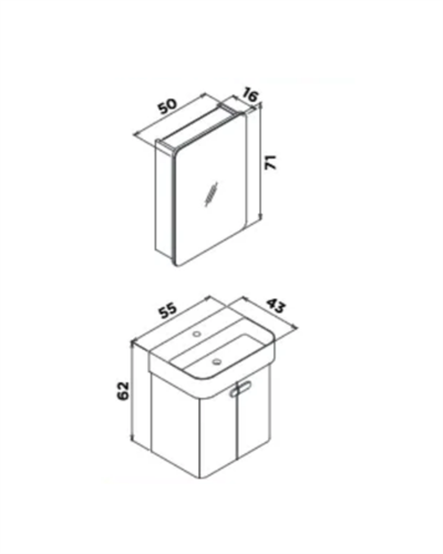 Orka Orbit 55 CM Banyo Dolabı Takımı Parlak Antrasit
