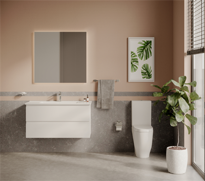 Creavit Alinda Çekmeceli Lavabo Dolabı Düz Led Ayna Takımı Parlak Beyaz Lake 80 cm