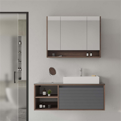 Orka Prato 120 cm Banyo Dolabı Takımı Navaro Koyuı Meşe Antrasit