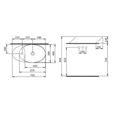 Bocchi 1021-002-0126 Vessel Bataryalı Çanak Lavabo 72 cm M. Beyaz