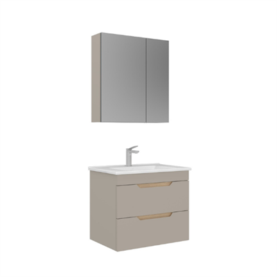 Orka Lena 65 cm Ayna Dolaplı Çekmeceli Banyo Dolabı Mat Çöl Beji