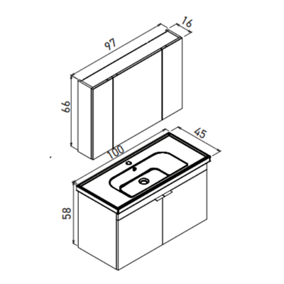 Orka Desna 100 cm Takım Ayna Dolaplı beyaz