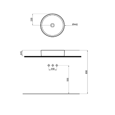 Newarc MİT.L.044  Mittes Tezgah Üstü Lavabo Beyaz 