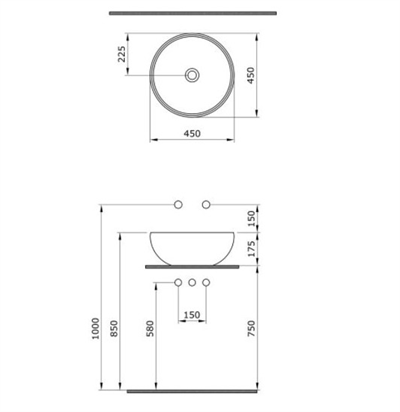 Bocchi Venezia Çanak Lavabo 45 cm Mat Beyaz 1119-002-0125