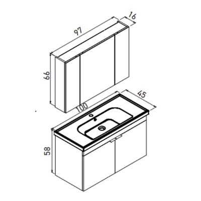 Orka Desna 100 cm Takım Ayna Dolaplı Bej