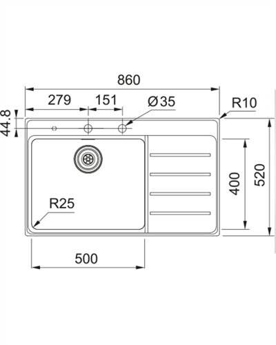 Franke Mythos MYX 211-86 TPL Sağ Inox Çelik Evye