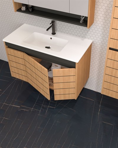 Orka Ricato 100 CM Banyo Dolabı Takım Morgana Kiraz