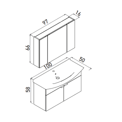 Orka Purus 100 cm Asma Takım parlak beyaz