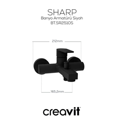 Creavit Sh630SM Sharp 3lü Duş Seti Takımı Mat Siyah