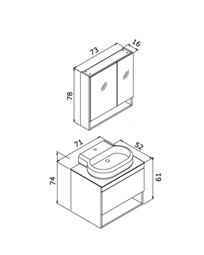 Creavit Knidos Beyaz Aynalı Dolaplı Takım