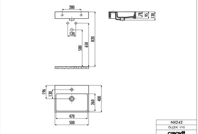 Creavit NX242 NEXT TEZGAH ÜSTÜ LAVABO 40X50 CM
