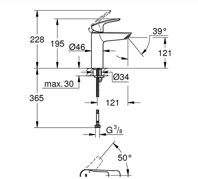 GROHE Eurosmart Tek Kumandalı Lavabo Bataryası M-Boyut Mat Siyah 233242433