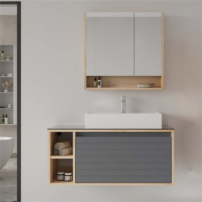 Orka Prato 100 cm Banyo Dolabı Takımı Legnano Açık Meşe Antrasit