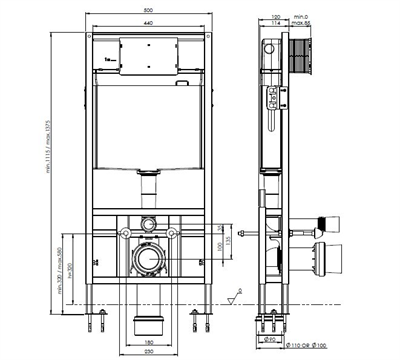 Bocchi 8010-1003 ALÇI PNL İÇİ YERDEN MON. 3/6 LT ALTA DİK PİS SU ÇIKIŞLI 12CM