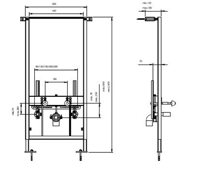 Bocchi 8040-1001 ASMA BİDE İÇİN TAŞIYICI DUVAR SETİ