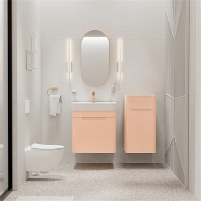 Creavit CO0060.42 Colorit Çekmeceli Lavabo Dolabı 60 cm Ve Oval Ayna  Şeftali Tüyü