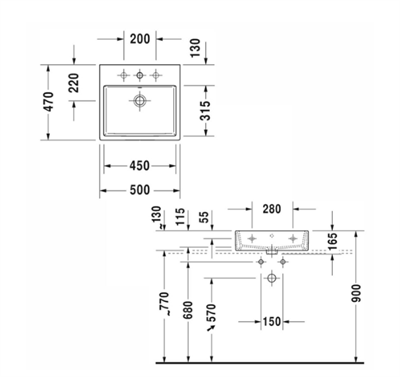 Duravit 2350500027 Vero Air Tezgahüstü Lavabo 50 cm