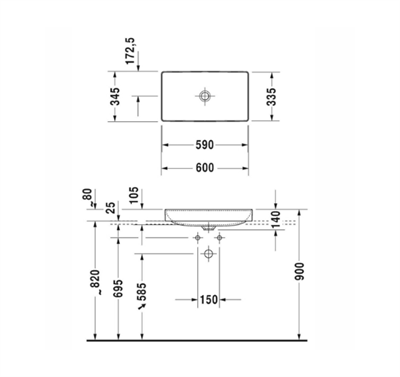 Duravit 2355600000 DuraSquare DuraCeram® Çanak Lavabo 60 cm