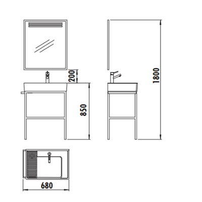 CREAVİT AR065-M Arya 70 cm Banyo Dolabı Takımı 