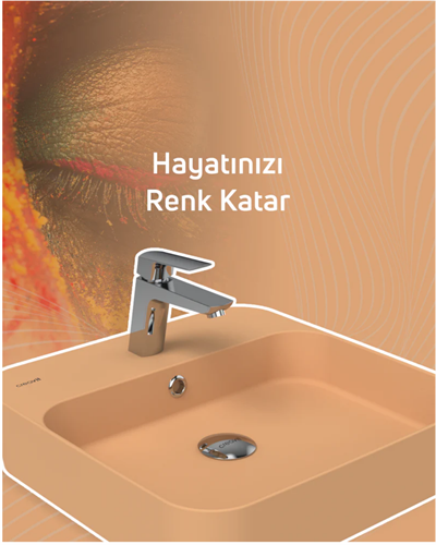 Creavit Loop Kare Çanak Lavabo  Şeftali Tüyü LP046-00ST