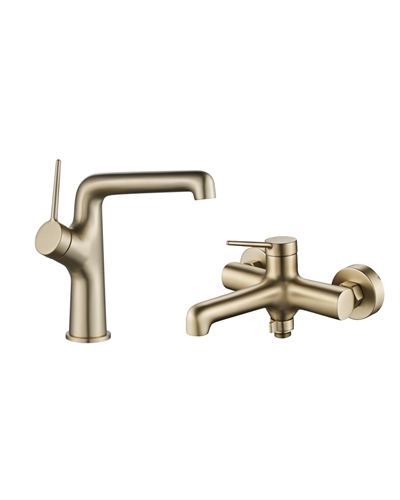 Creavit Flow Lavabo ve Banyo Armatürü Seti Brush Gold (Fırçalı Mat Altın)
