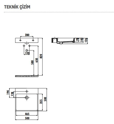 CREAVİT Next 50x50 cm Setüstü Düz Kare Lavabo NX255