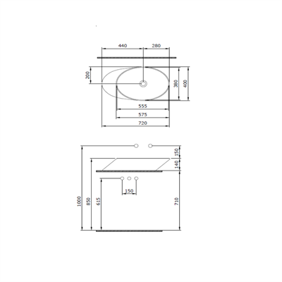 Bocchi 1013-006-0125 Vessel Yatay Çanak Lavabo 72 cm Mat Gri