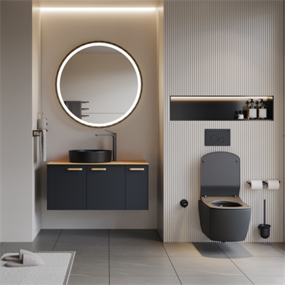 Creavit ET0100 Elata 100 cm Kapaklı Banyo Dolabı Takımı + Metal Raf