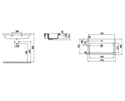 Creavit IP080 İpek Dolap Uyumlu Lavabo 45X80 cm Beyaz