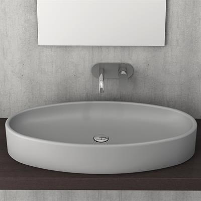 Bocchi 1014-006-0125 Vessel Elips Çanak Lavabo 85 cm Mat Gri