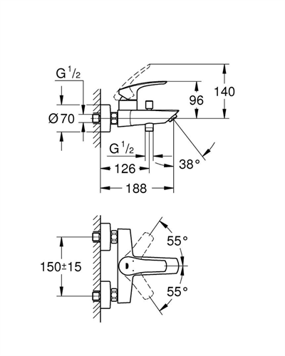 Grohe Eurosmart Tek Kumandalı Banyo Bataryası 1/2 - 33300003