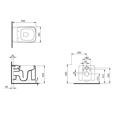 Bocchi New Age Asma Rimless Klozet Ve Kapağı Parlak Siyah