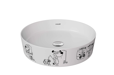 Creavit LP140 Loop Yuvarlak Çanak Lavabo Ø40 cm Karikatür Desen Uygulamalı