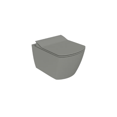 Creavit EG321 Elegant Rim-Off Kanalsız Duroplast Yavaş Kapanan Klozet Kapaklı Cool Grey Set