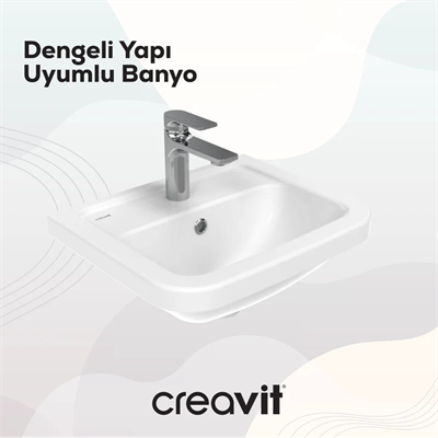 Creavit KY050 Key Yarım Ayak Köşeli Lavabo 40*50 cm