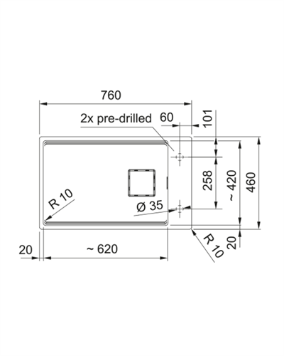 Franke Kubus 2 KNG 110-62 Tezgah Altı Evye Bianco