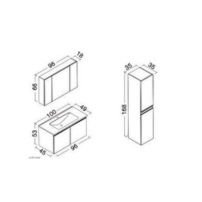 Orka Terme Kapaklı 100 cm Parlak Beyaz Banyo Dolabı
