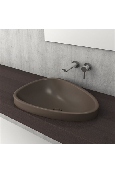 BOCCHİ 1112-025-0125 Etna Tezgah Üstü Lavabo 58 Cm Mat Kahverengi