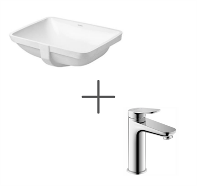 Duravit Starck 3 49 cm Tezgahaltı Lavabo Ve Wave Lavabo bataryası, Medium