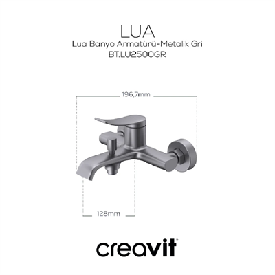 CREAVİT LU2500GR Lua Banyo Bataryası Mat Gri