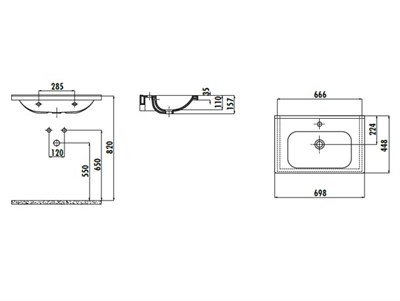 Creavit ID070 İdeal Dolap Uyumlu Lavabo 45X70 cm Beyaz