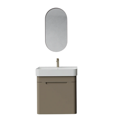 Creavit CO0060.41 Colorit Kapaklı Lavabo Dolabı 60 cm Ve Oval Ayna Cappuccino