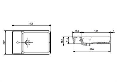 Bocchi Dikdörtgen Batarya Banklı Lavabo 60x38cm Mat Buz Mavisi