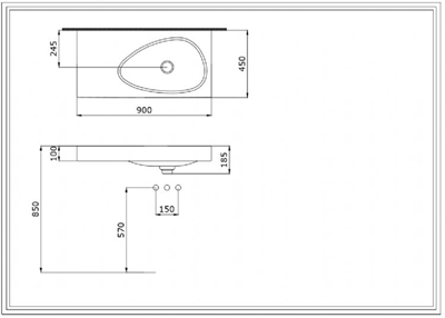 Bocchi Etna Etajerli Lavabo 90 cm Parlak Siyah 1115-005-0125